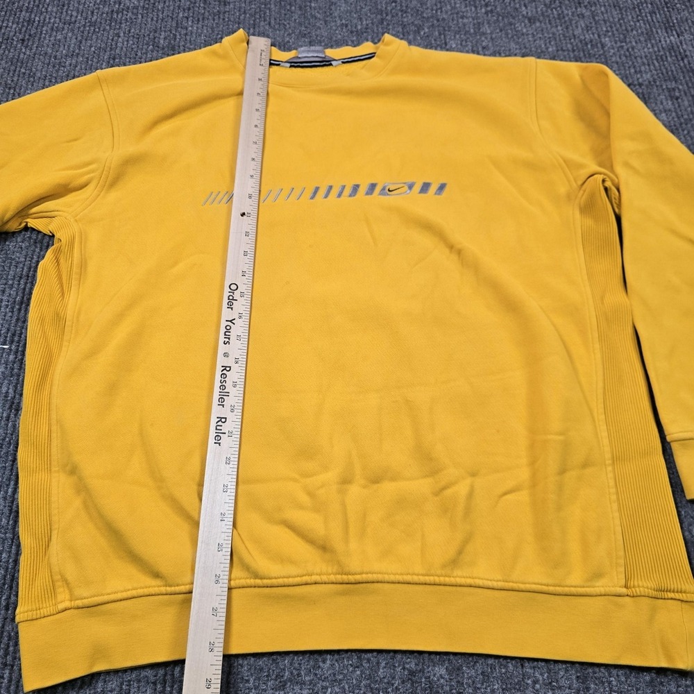 VTG Y2K Nike Sweatshirt Mens 2XL Yellow Crewneck Fleece Pullover Bar Logo - Picture 8 of 13